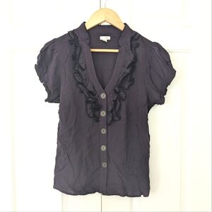 ANTHRO Odille Ruffle Top Purple